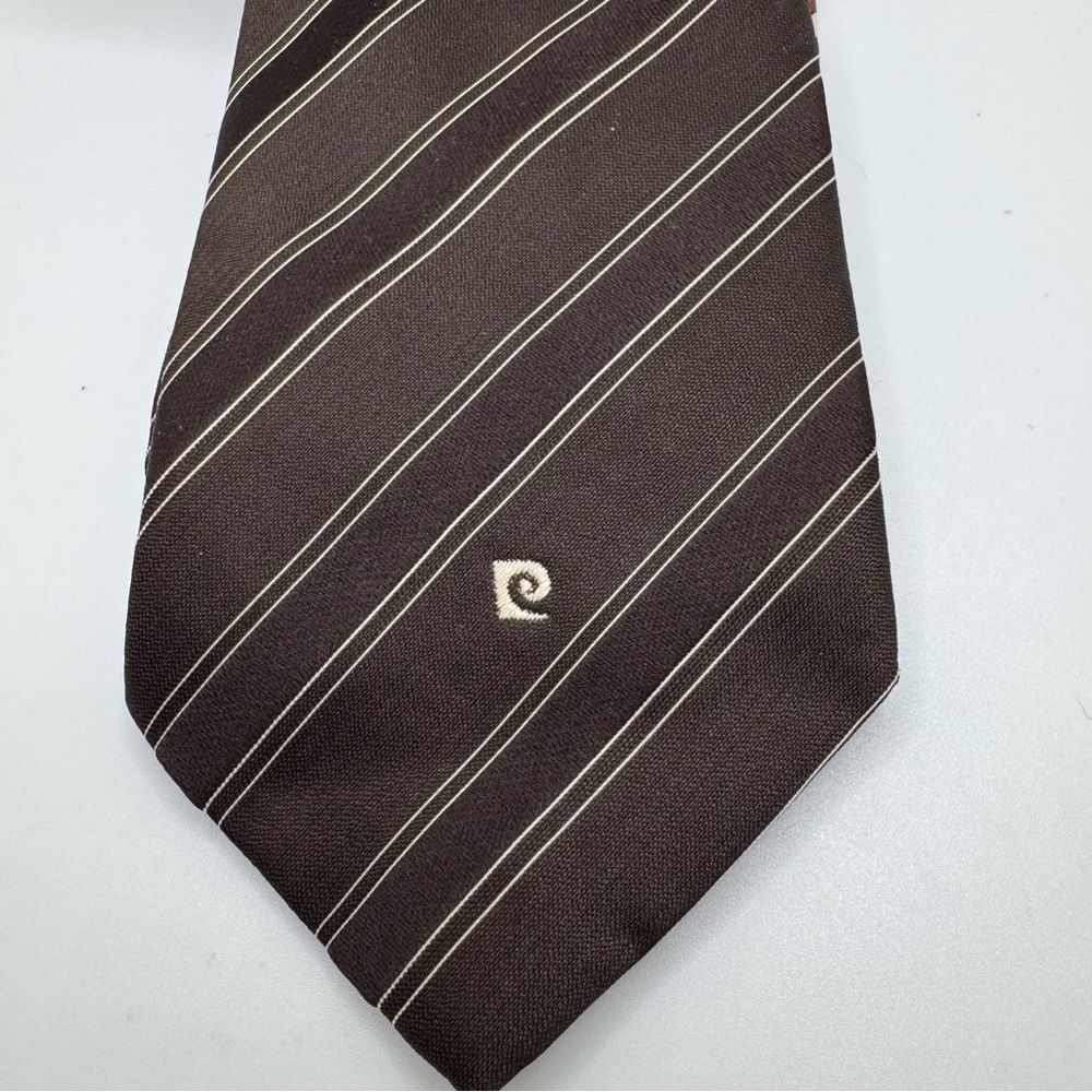 Vintage Pierre Cardin Brown and Tan Striped Tie